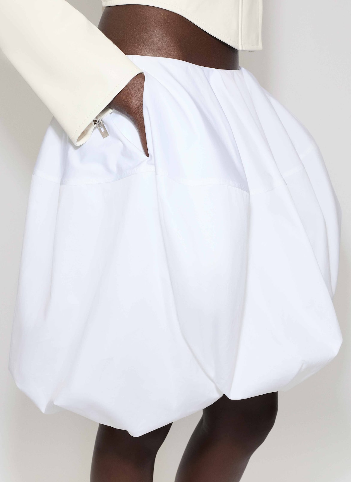 COTTON POPLIN BALLOON SKIRT ALAÏA WHITE COTTON POPLIN BALLOON SKIRT
